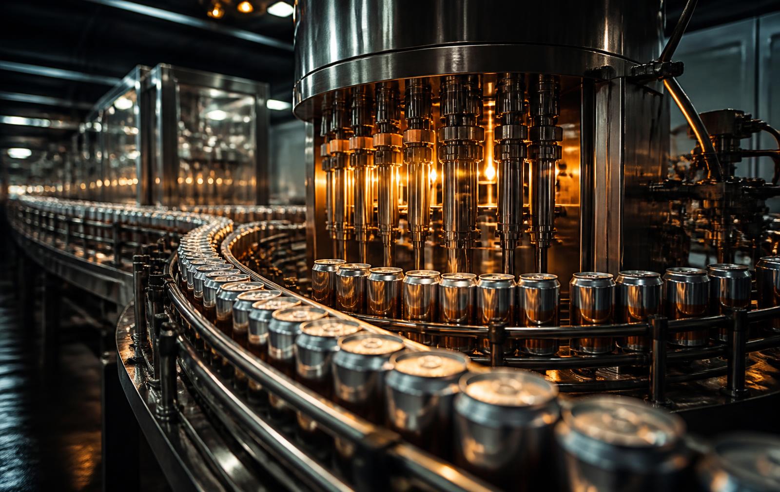 Linie de îmbuteliere din inox cu doze de aluminiu