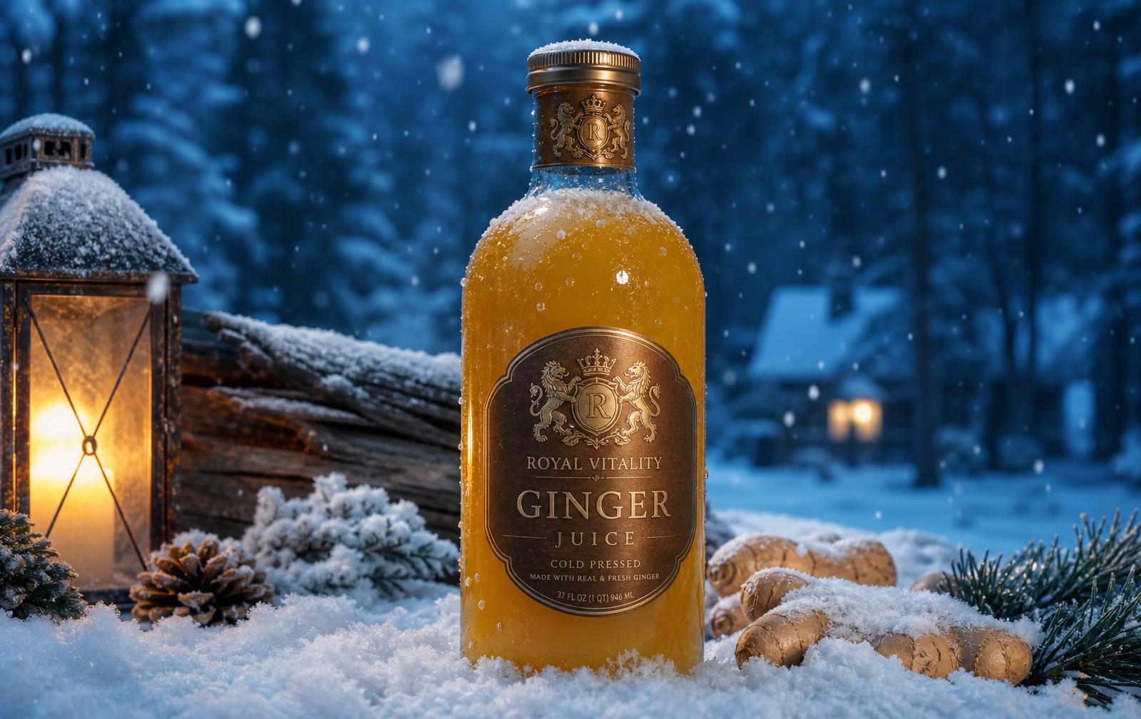 Ninge peste sucul de ghimbir — sticlă VIVAO cu dop regal de bronz